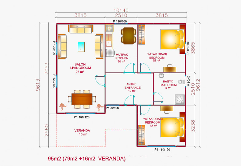 Tek Katlı Prefabrik Ev Planları